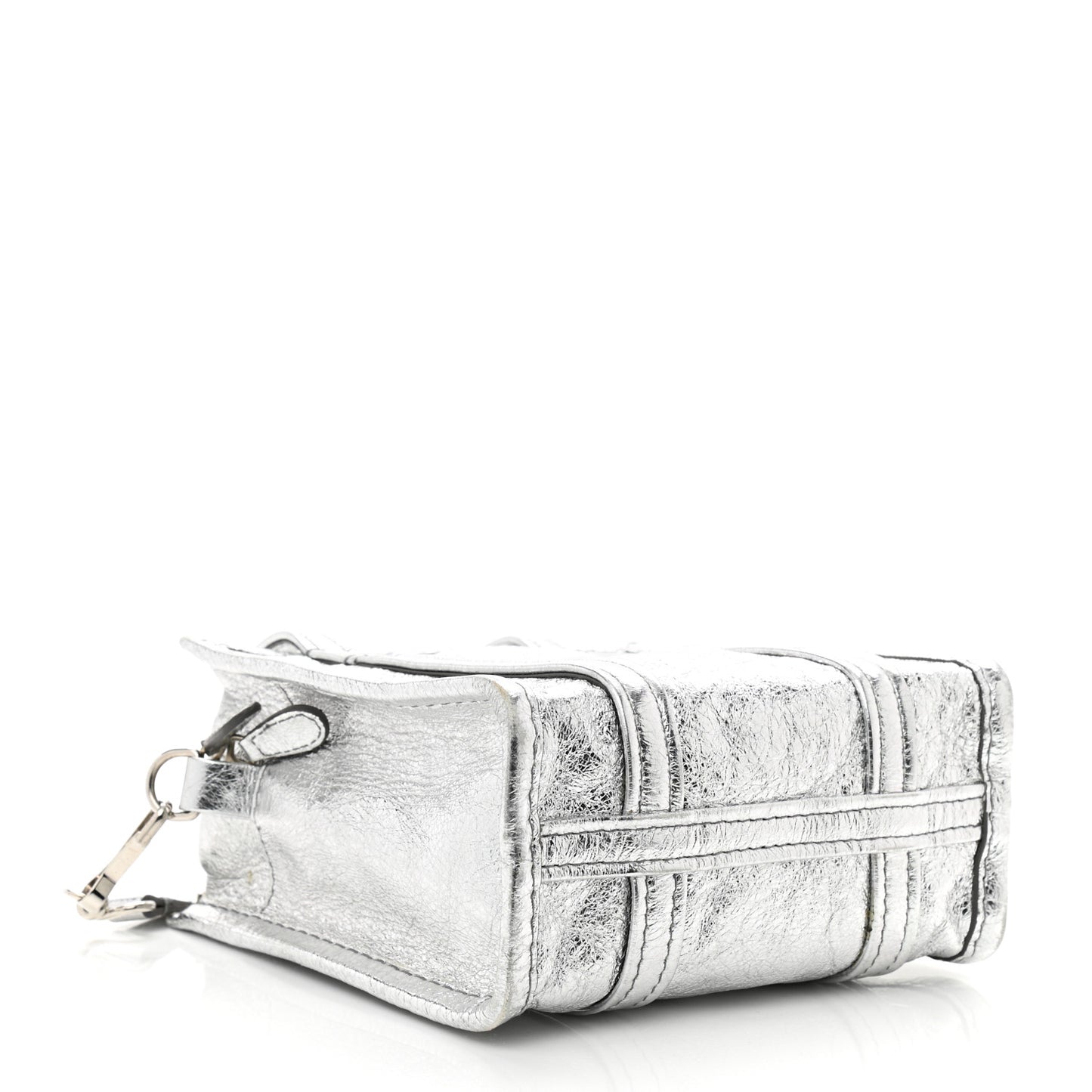Metallic Calfskin XXS Bazar Shopper Tote Silver Hardware