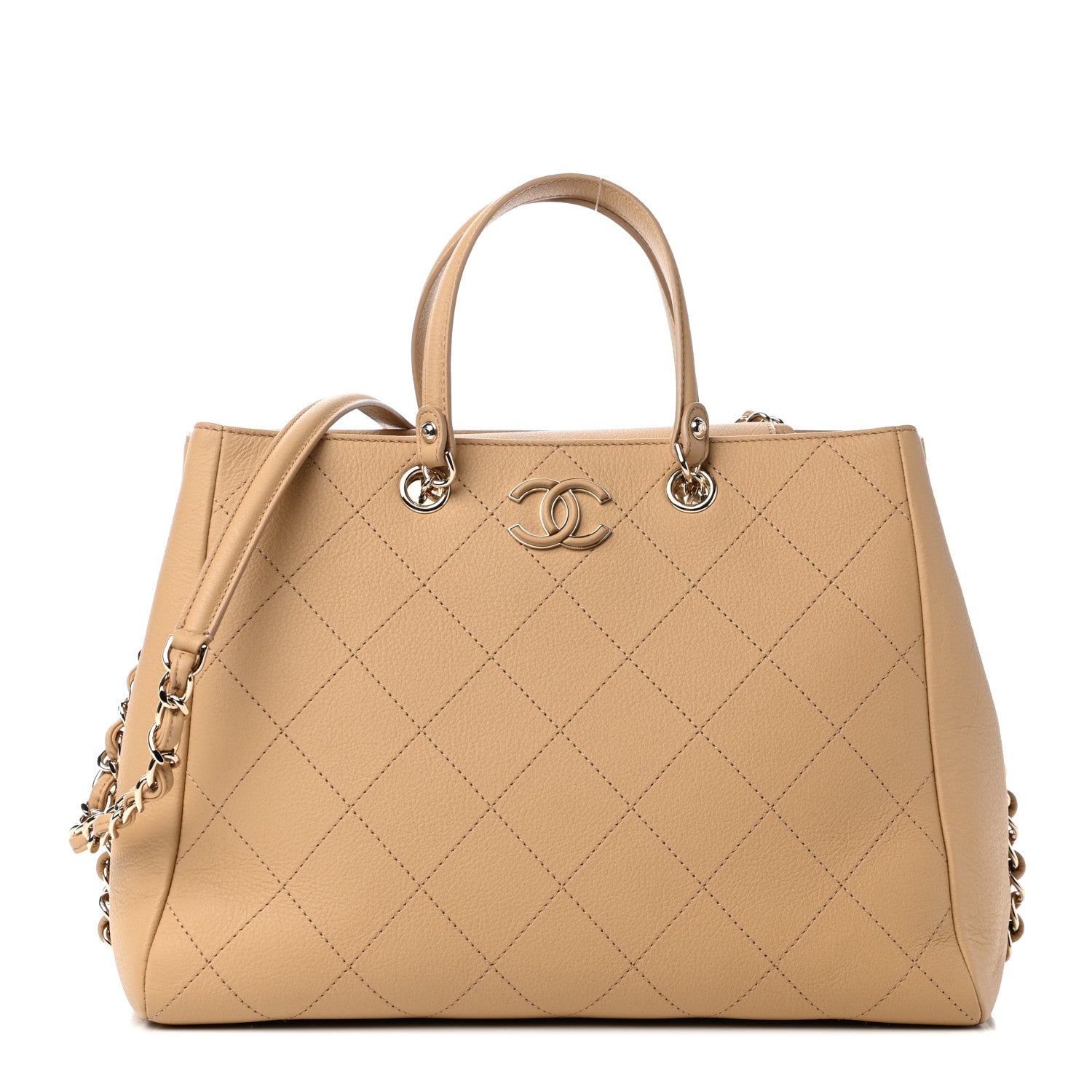 Chanel Bullskin Stitched Medium Shopping Bag Beige 1 of 10