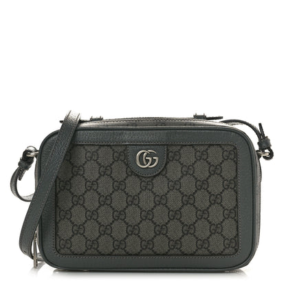 Gucci GG Supreme Monogram Textured Dollar Calfskin Small Ophidia Top Handle Shoulder Grey Black Graphite Grey 1 of 10