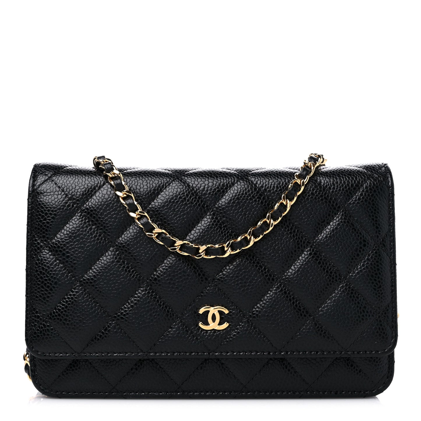 Caviar Quilted Wallet on Chain WOC Black