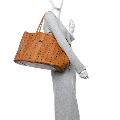 MCM Visetos Large Liz Reversible Shopper Tote Cognac 2 of 15