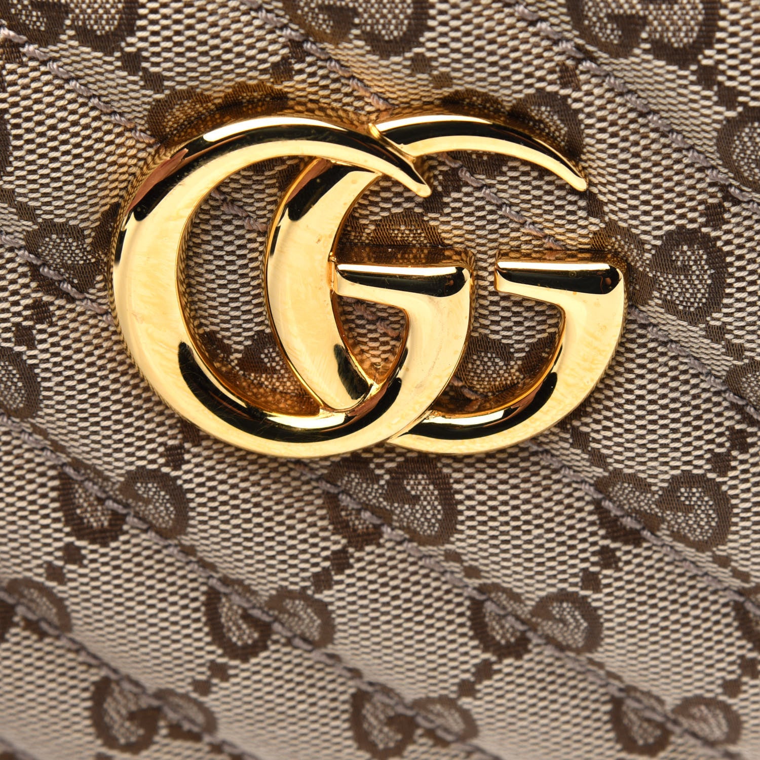 Gucci Monogram Matelasse Diagonal Small GG Marmont Chain Shoulder Bag Beige Black 15 of 15