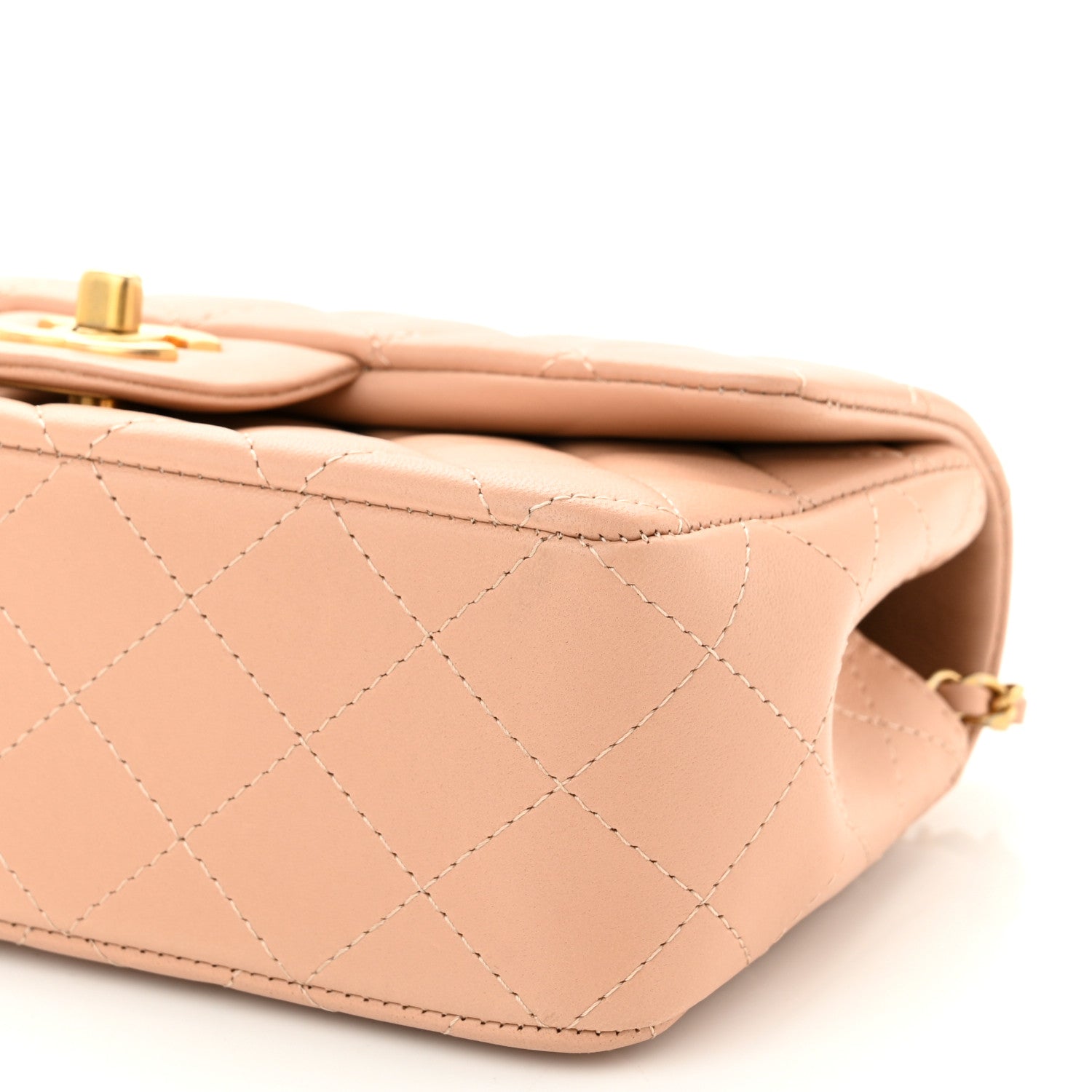 Chanel Lambskin Quilted Mini Top Handle Rectangular Flap Beige 10 of 10