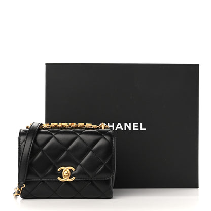 Chanel Lambskin Quilted Mini CC Crystal Logo Chain Flap Black 11 of 11