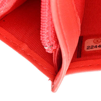 Chanel Lambskin Camellia Embossed Yen Wallet Pink 7 of 10