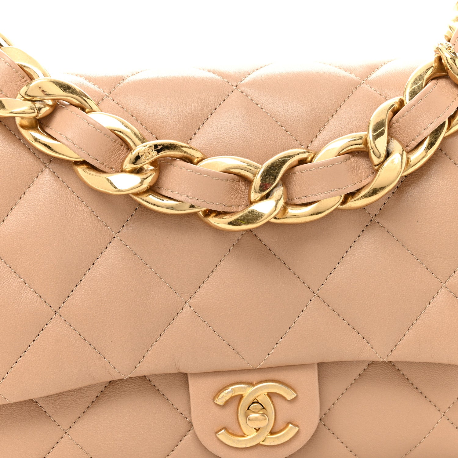 Chanel Lambskin Quilted Large CC Funky Town Flap Beige 8 of 10