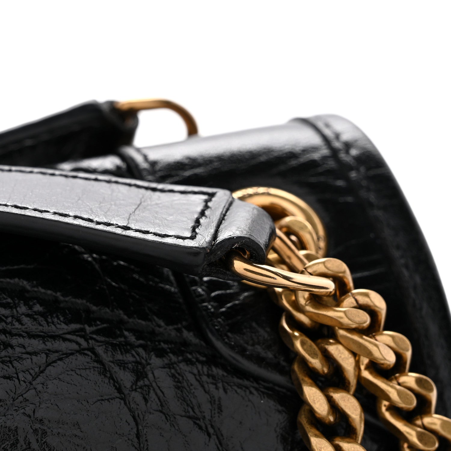 Saint Laurent Crinkled Lambskin Matelasse Monogram Baby Niki Chain Satchel Black 12 of 12