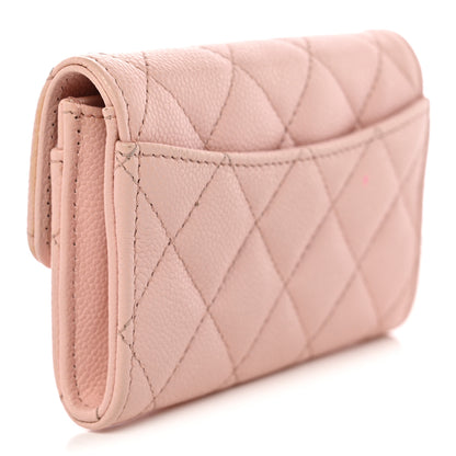 Chanel Caviar Quilted Flap Card Holder Wallet Light Pink 3 of 9