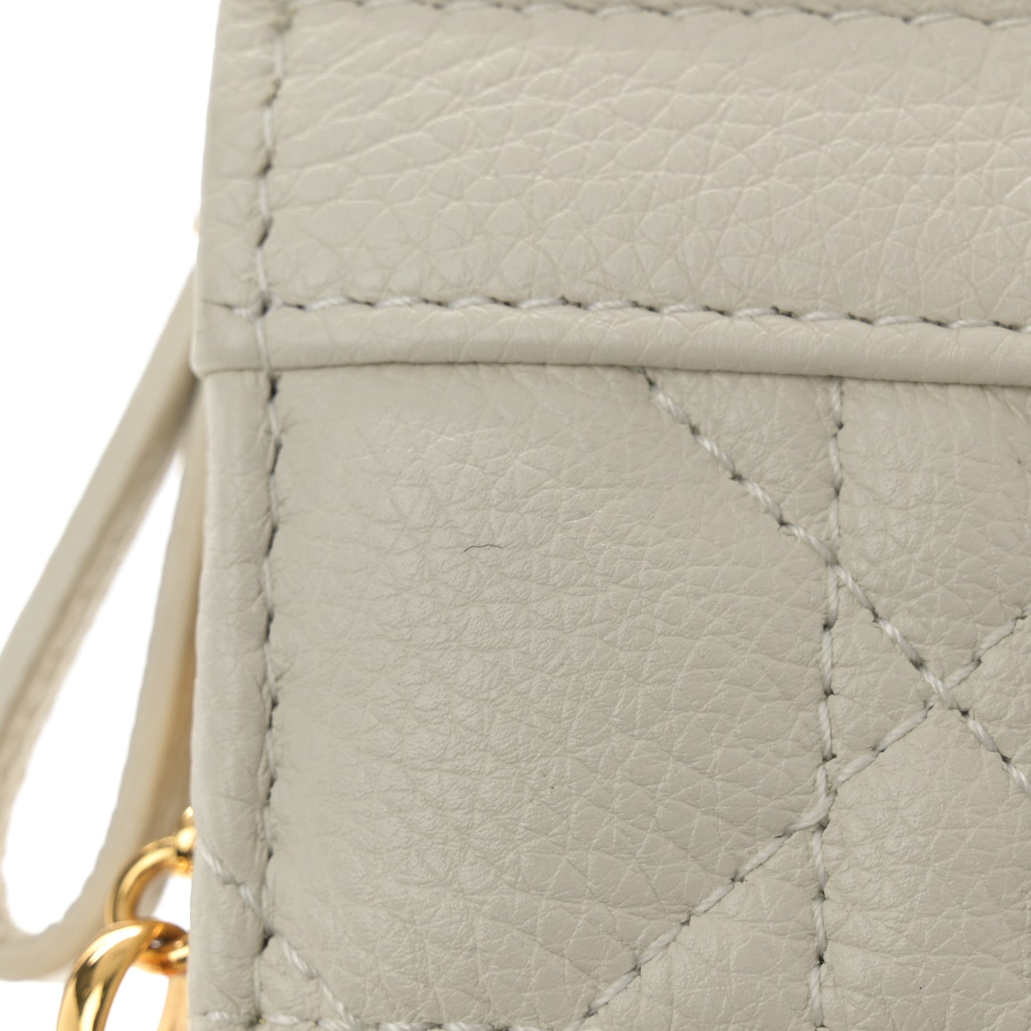 Calfskin Cannage Caro Zipped Pouch With Chain Latte