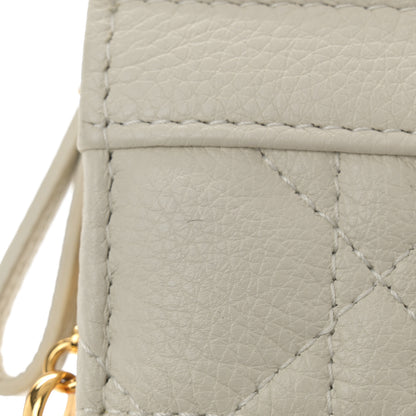 Christian Dior Calfskin Cannage Caro Zipped Pouch With Chain Latte 11 of 14