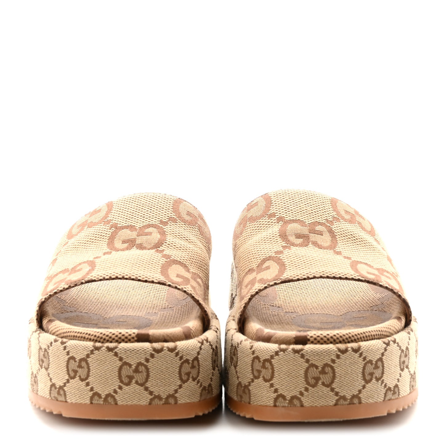 Monogram Maxi GG Angelina Platform 55mm Slide Sandals 40 Camel Ebony