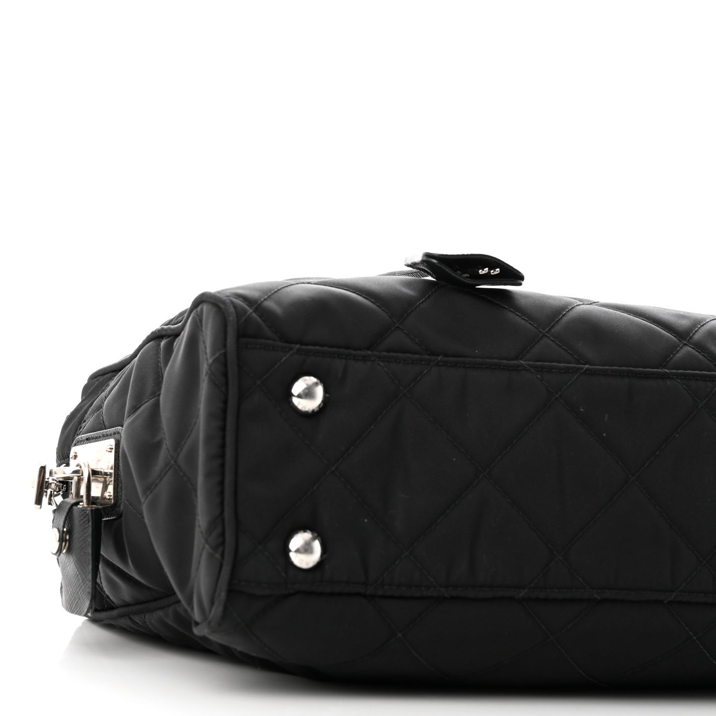 Nylon Tessuto Impuntu Quilted Shoulder Bag Black