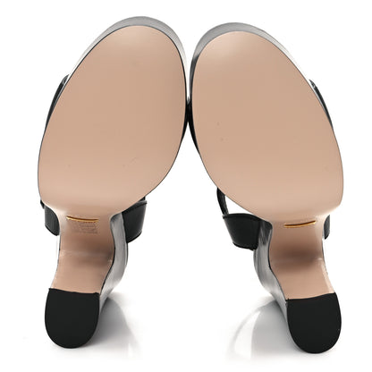 Gucci Cosmos Softy Calfskin Wooden Interlocking G Cut-Out 30/120mm Platform Sandals 38.5 Black 6 of 9