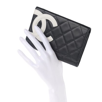 Chanel Calfskin Quilted Cambon Flap Wallet Black White 2 of 11