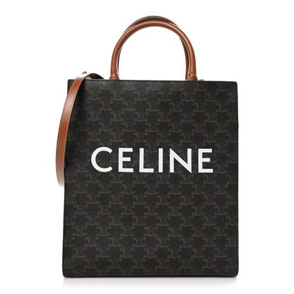 Celine Triomphe Canvas Calfskin Small Vertical Cabas Tan 1 of 10