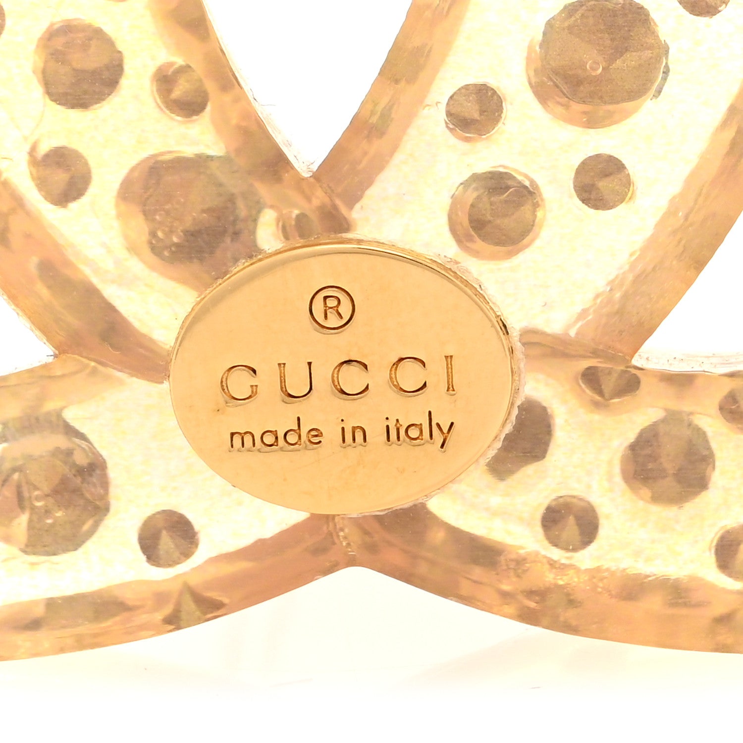 Gucci Resin Crystal GG Brooch Gold 3 of 4