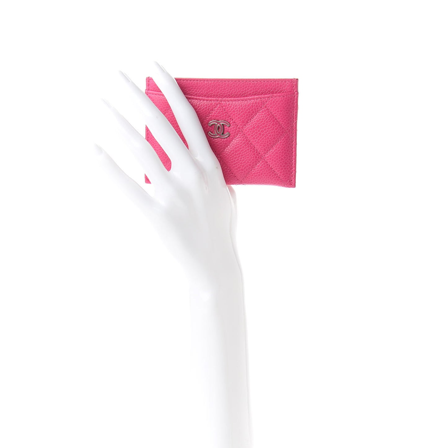 Caviar Quilted Card Holder Pink