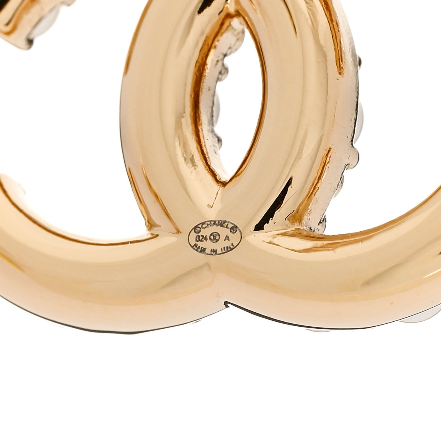 Chanel Pearl Crystal CC Earrings Gold 4 of 5