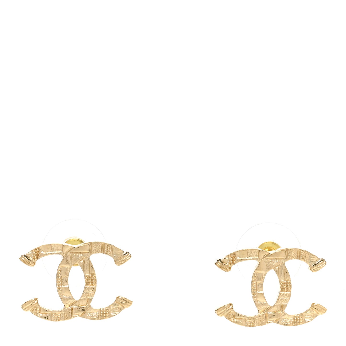 Metal Textured CC Earrings Gold
