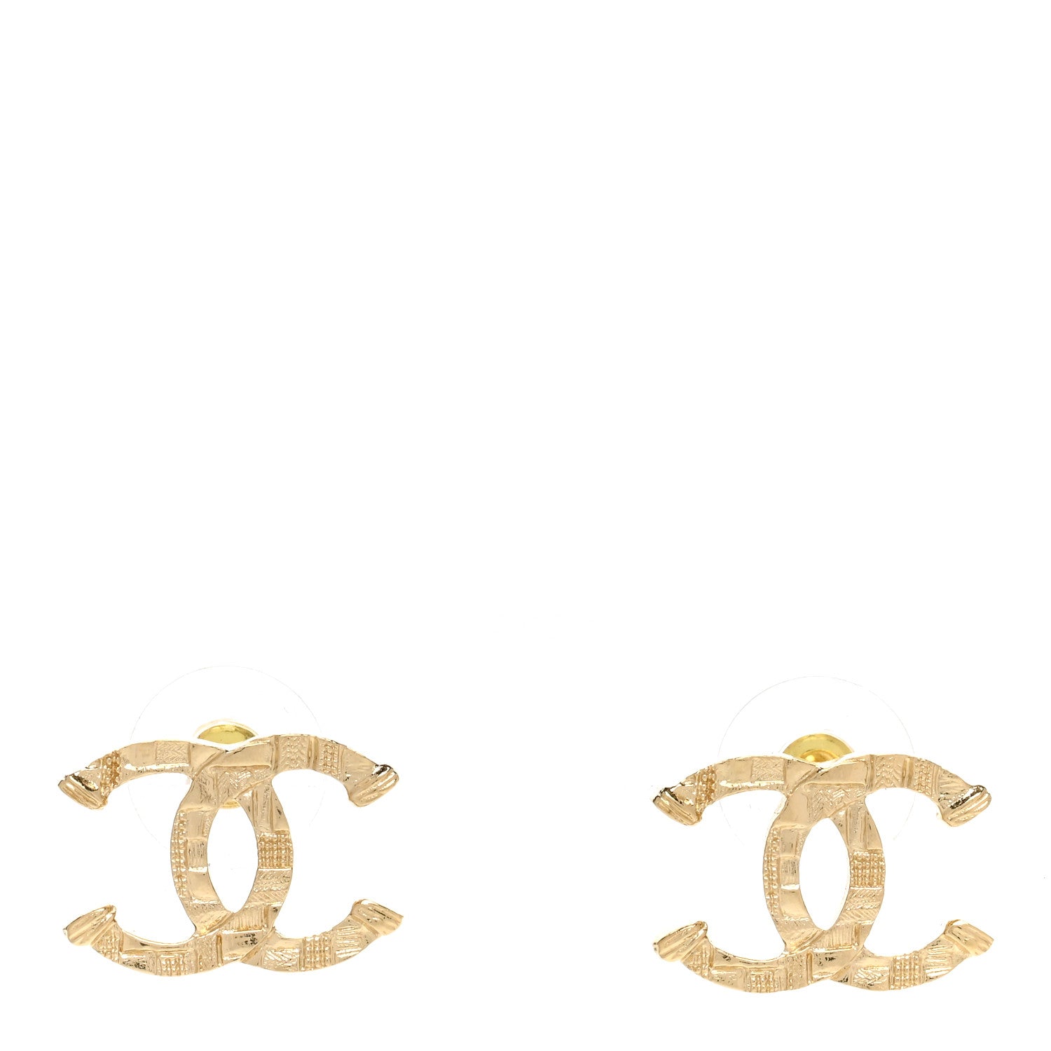 Chanel Metal Textured CC Earrings Gold 1 of 5