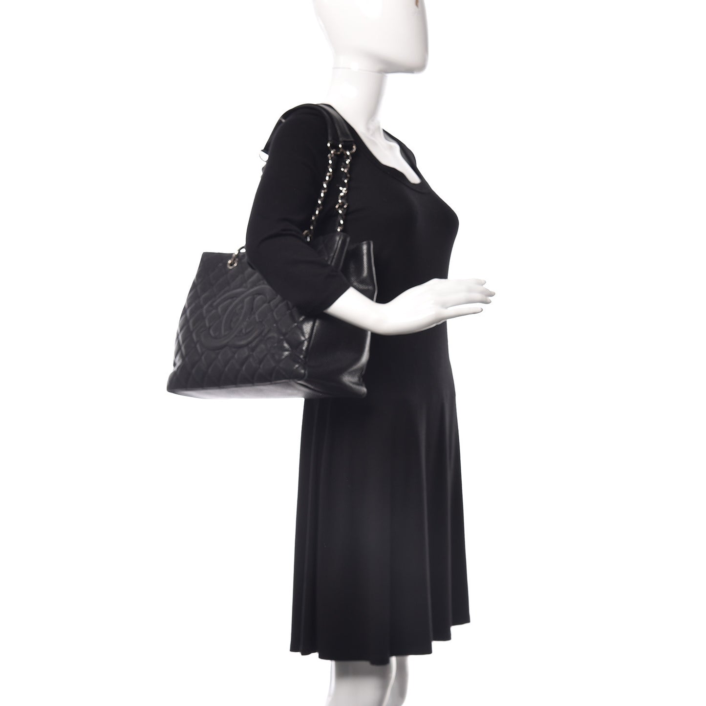 Caviar Quilted Grand Shopping Tote GST Black