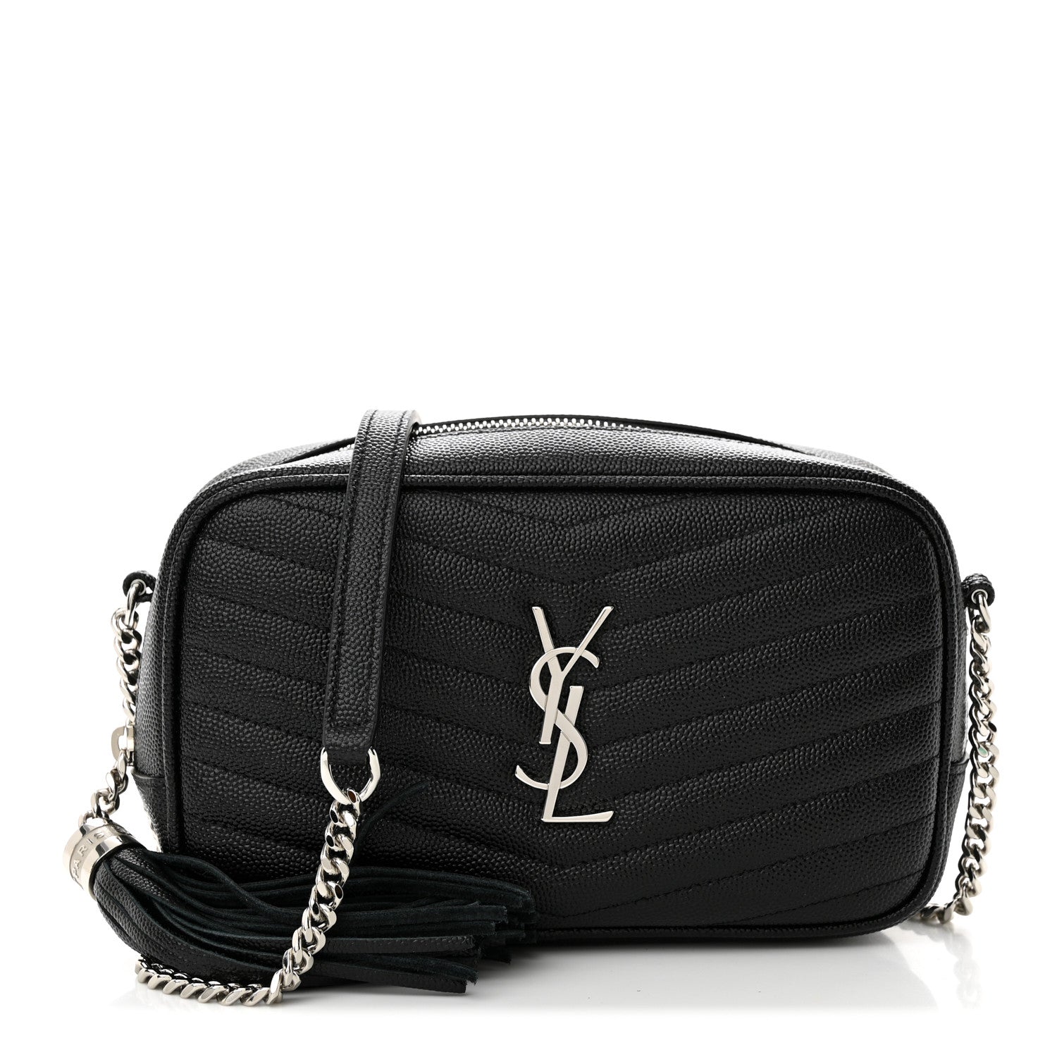 Saint Laurent Grain De Poudre Matelasse Monogram Mini Lou Camera Bag Black 1 of 11