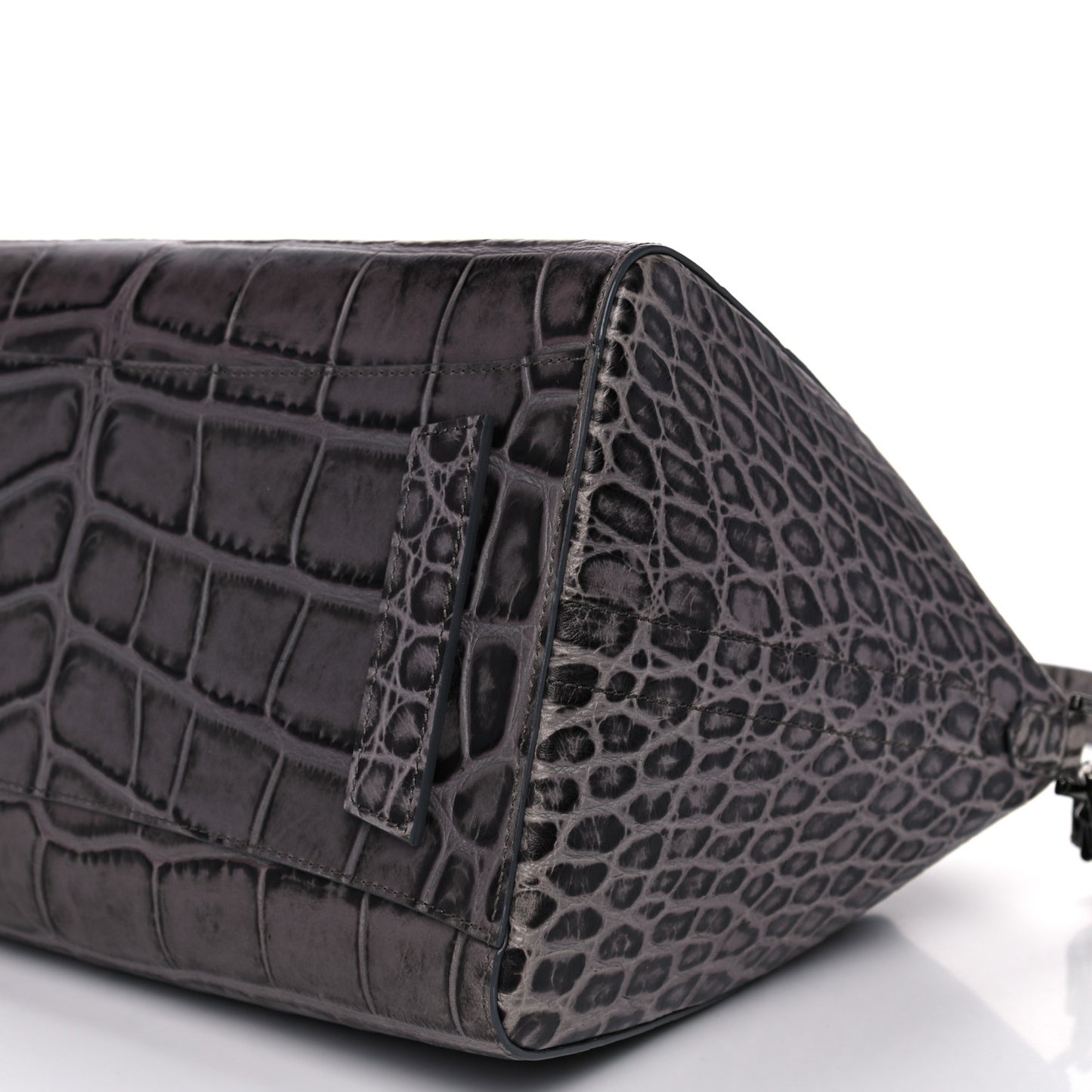 Calfskin Crocodile Embossed 3D Stud Medium Antigona Storm Grey