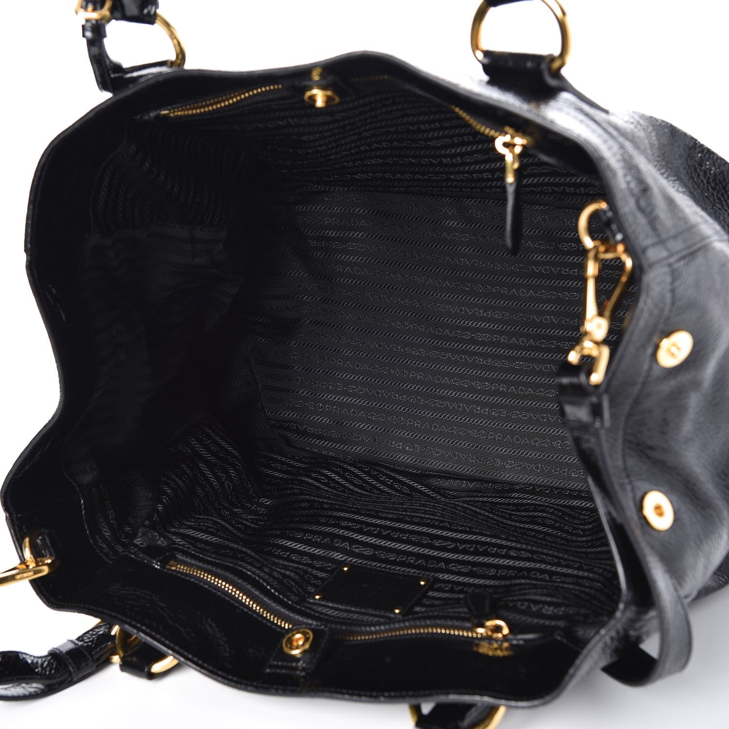 Prada Vernice Naplak Zipper Bowler Tote Black 6 of 11