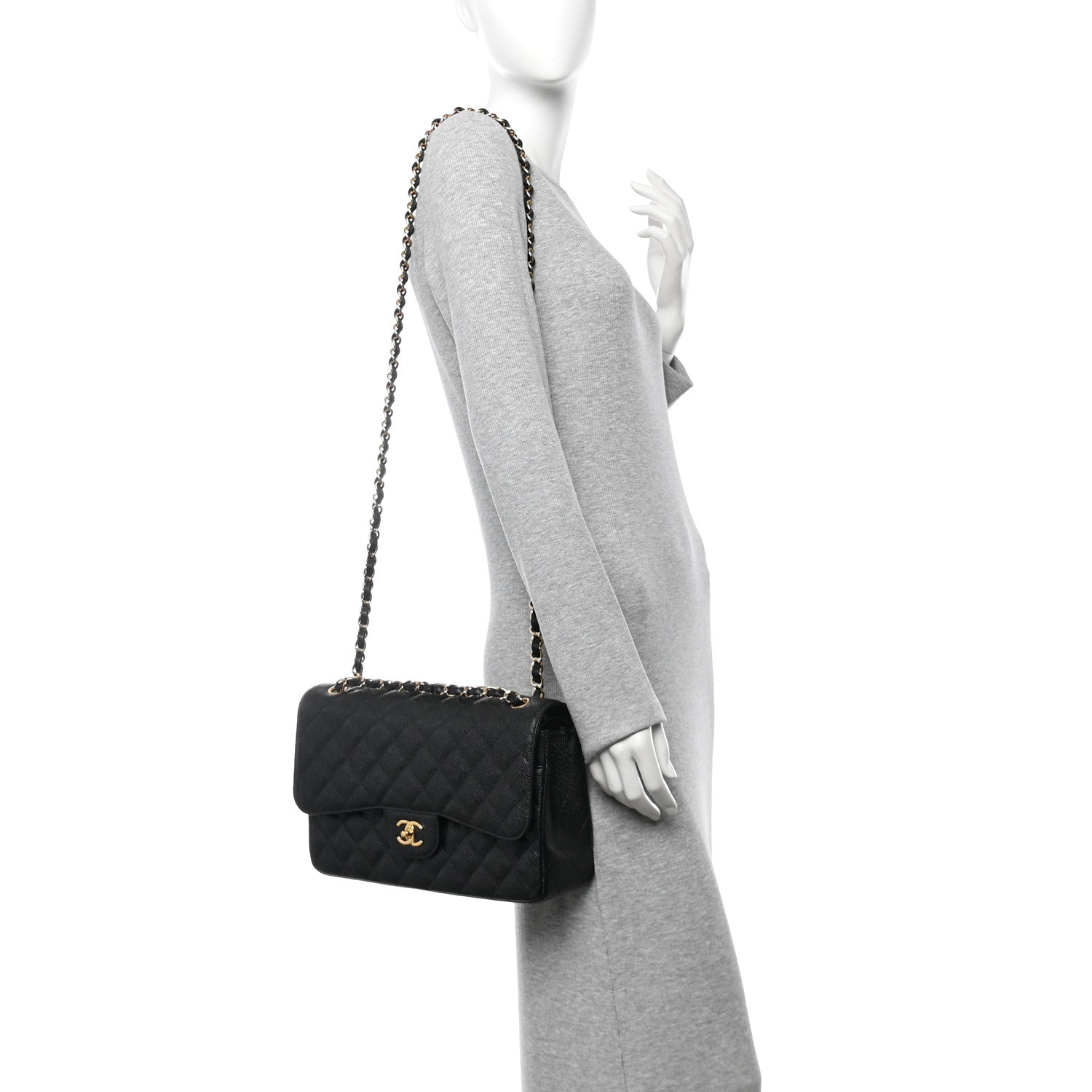 Chanel Caviar Quilted Jumbo Double Flap Black 2 of 10