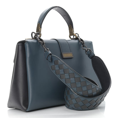 Bottega Veneta Nappa Small Bicolor Piazza Bag Ferro Gray Denim 3 of 12