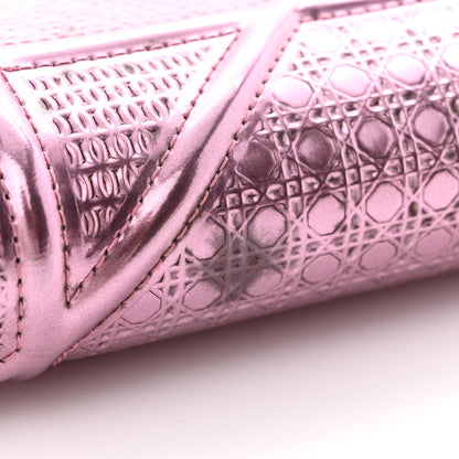 Christian Dior Metallic Patent Micro-Cannage Diorama Wallet on Chain Pouch Pink 15 of 20
