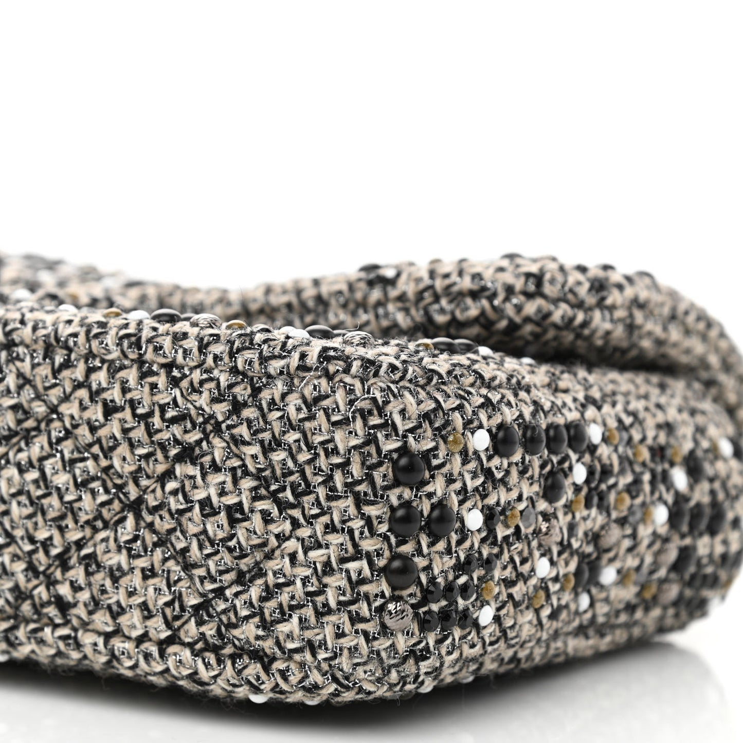 Crystal Tweed Quilted Medium Single Flap Black