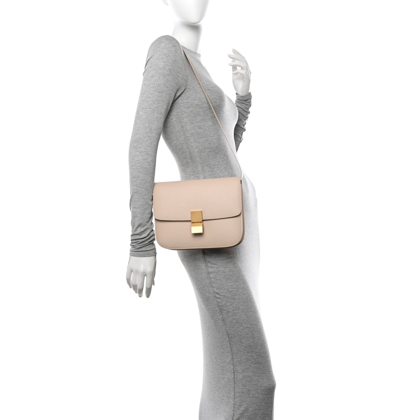 Liege Calfskin Medium Classic Box Flap Bag Powder
