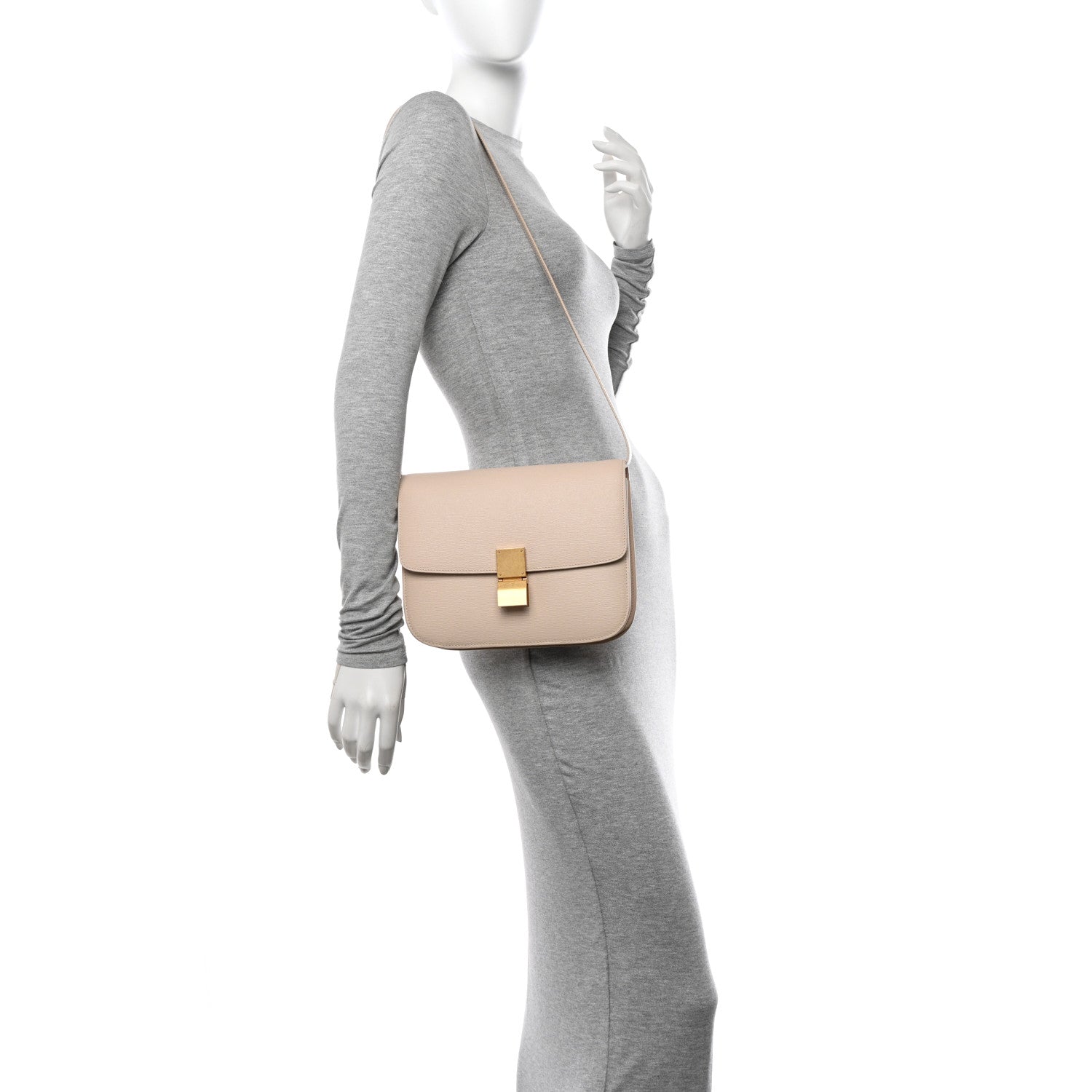 Celine Liege Calfskin Medium Classic Box Flap Bag Powder 2 of 10
