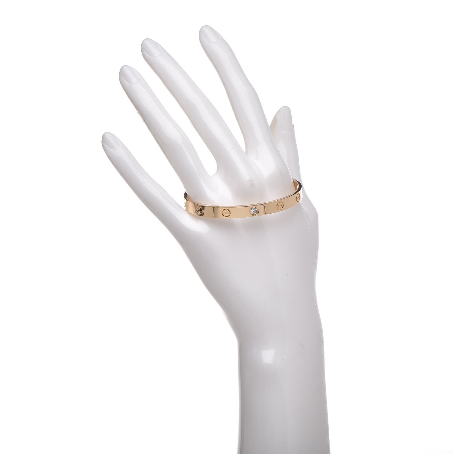 Cartier 18K Yellow Gold 1 Diamond LOVE Cuff Bracelet 17 2 of 4