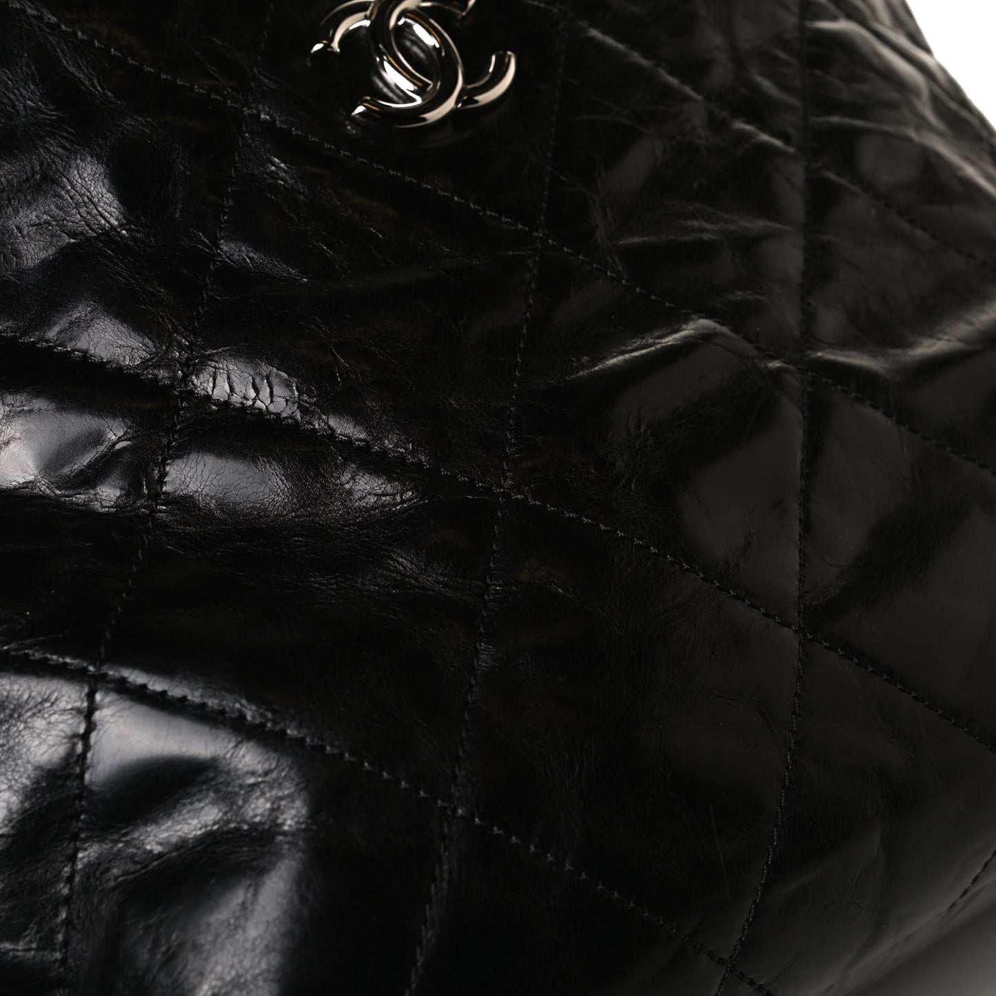 Glazed Calfskin Lambskin Portobello Tote Black