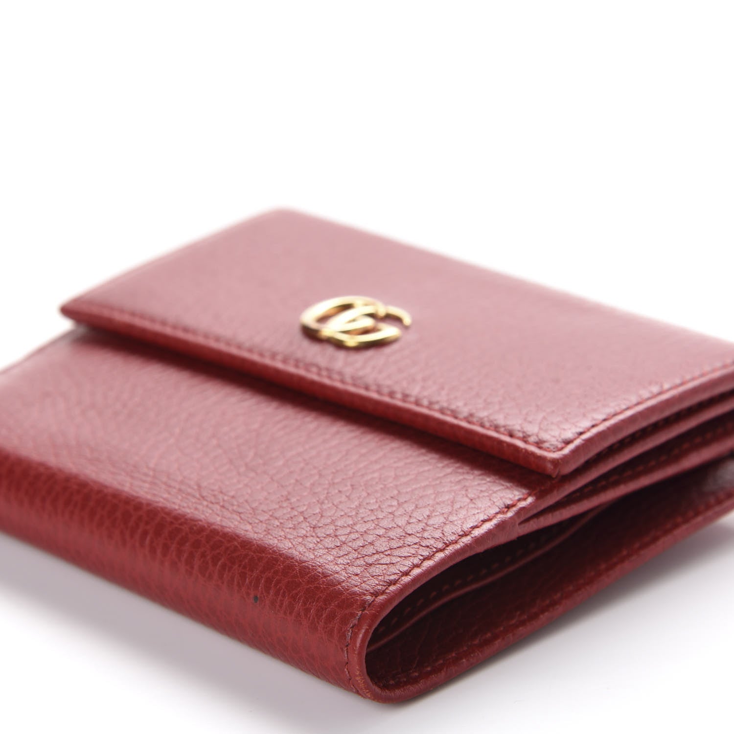 Gucci Dollar Calfskin Double G French Flap Wallet Hibiscus Red 6 of 8