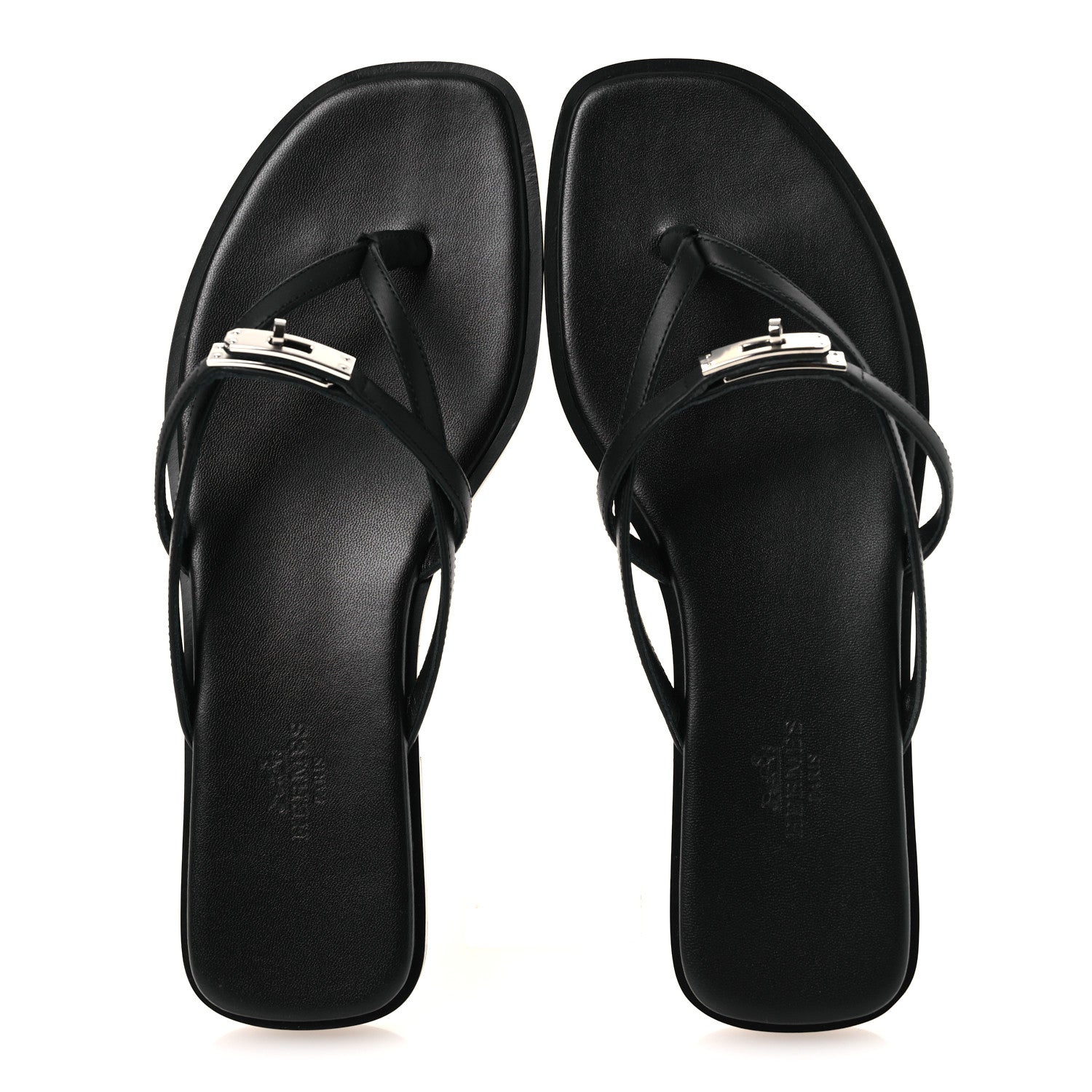 Hermes Calfskin Miss Sandals 37.5 Black 2 of 10