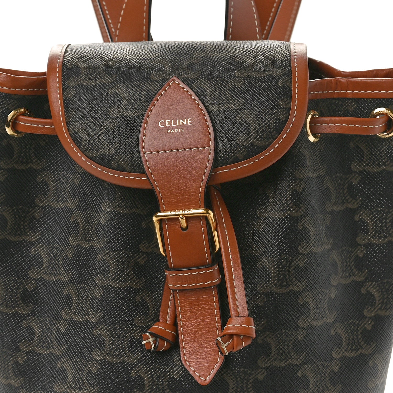 Celine Triomphe Canvas Calfskin Mini Folco Backpack Tan 7 of 9