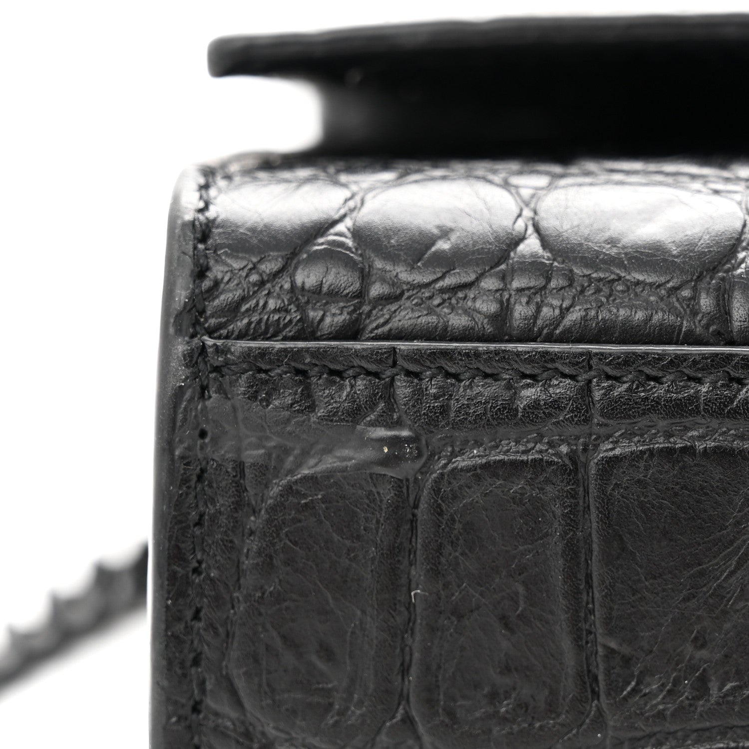 Saint Laurent Calfskin Crocodile Embossed Medium Classic Monogram Kate Satchel Black 10 of 10