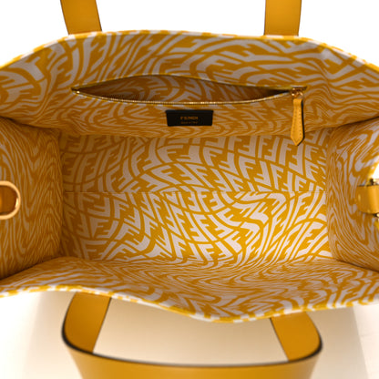 Fendi X SARAH COLEMAN Glazed Canvas Vitello King FF Vertigo Shopping Tote Bag Mimosa White 5 of 8