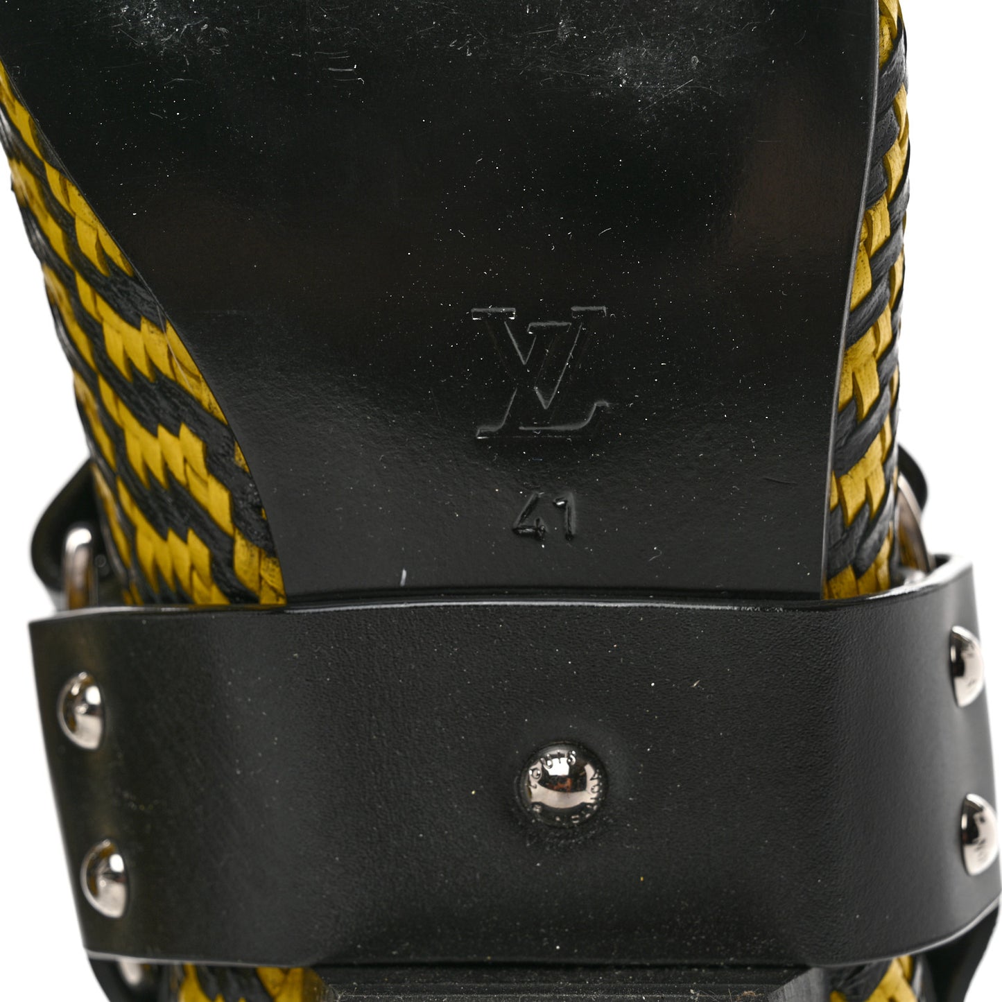 Calfskin Woven Rhapsody Ankle Boots 41 Yellow Black