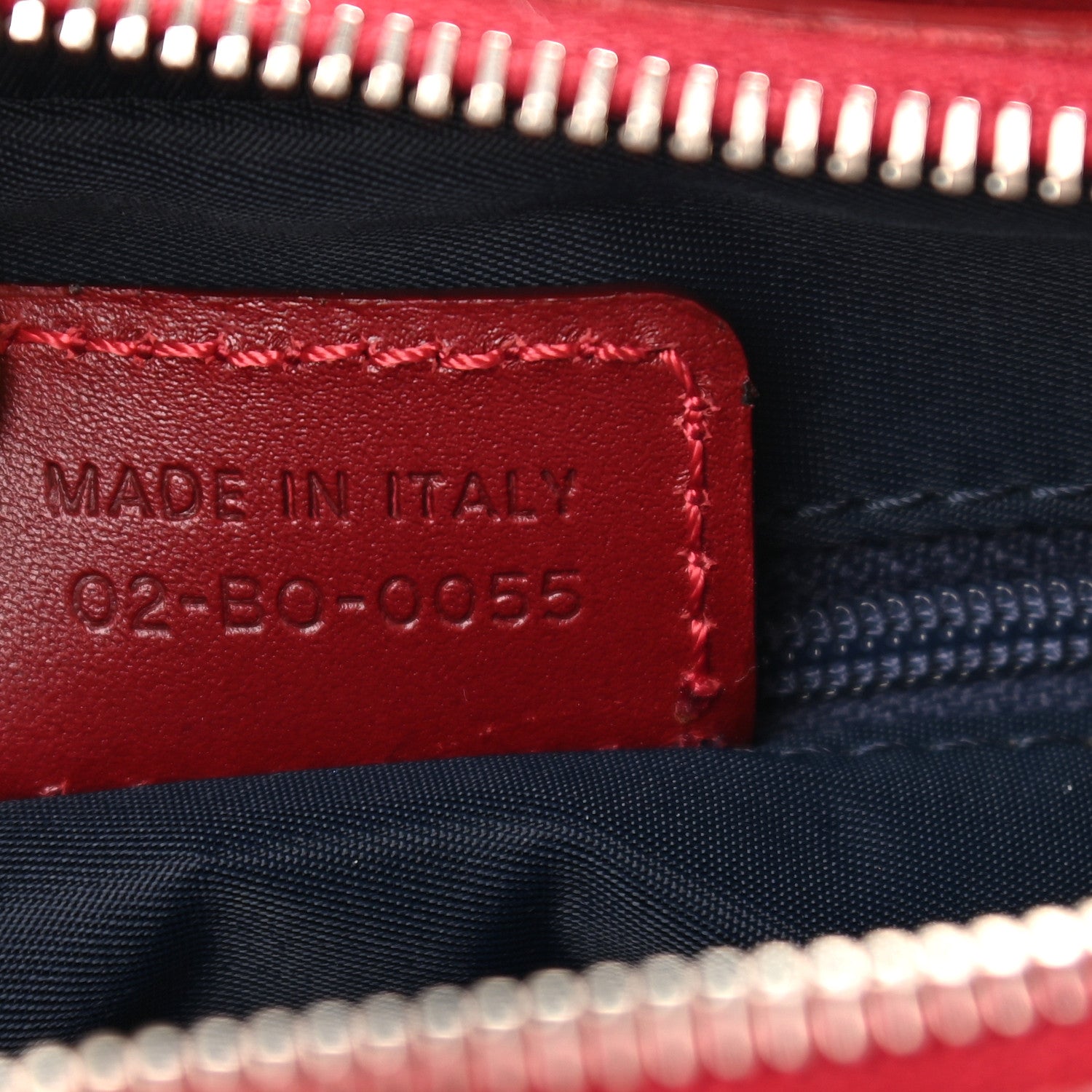 Christian Dior Denim Calfskin Monogram Tote Navy Blue Red 6 of 9