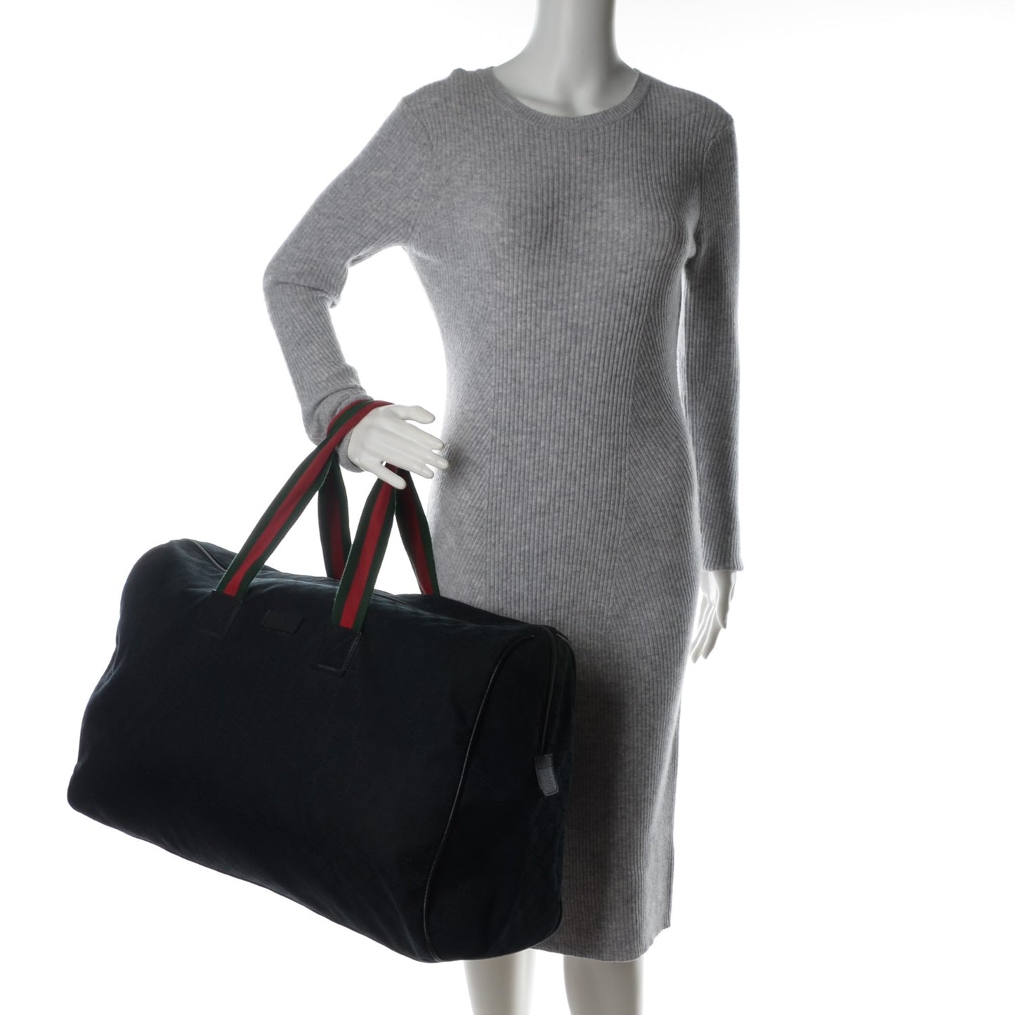 GG Monogram Web Large Collapsible Carry On Duffle Bag Black
