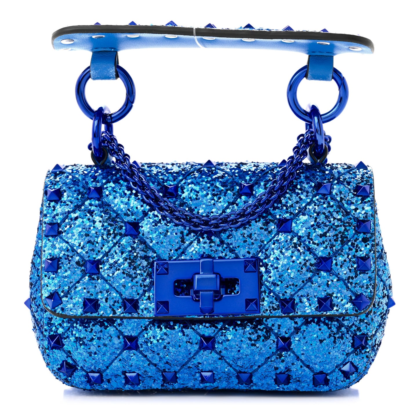 Glitter Micro Rockstud Spike Shoulder Bag Electric Blue