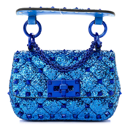Valentino Garavani Glitter Micro Rockstud Spike Shoulder Bag Electric Blue 1 of 11