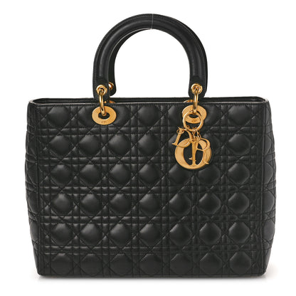 Christian Dior Lambskin Cannage Large Lady Dior Black 1 of 12