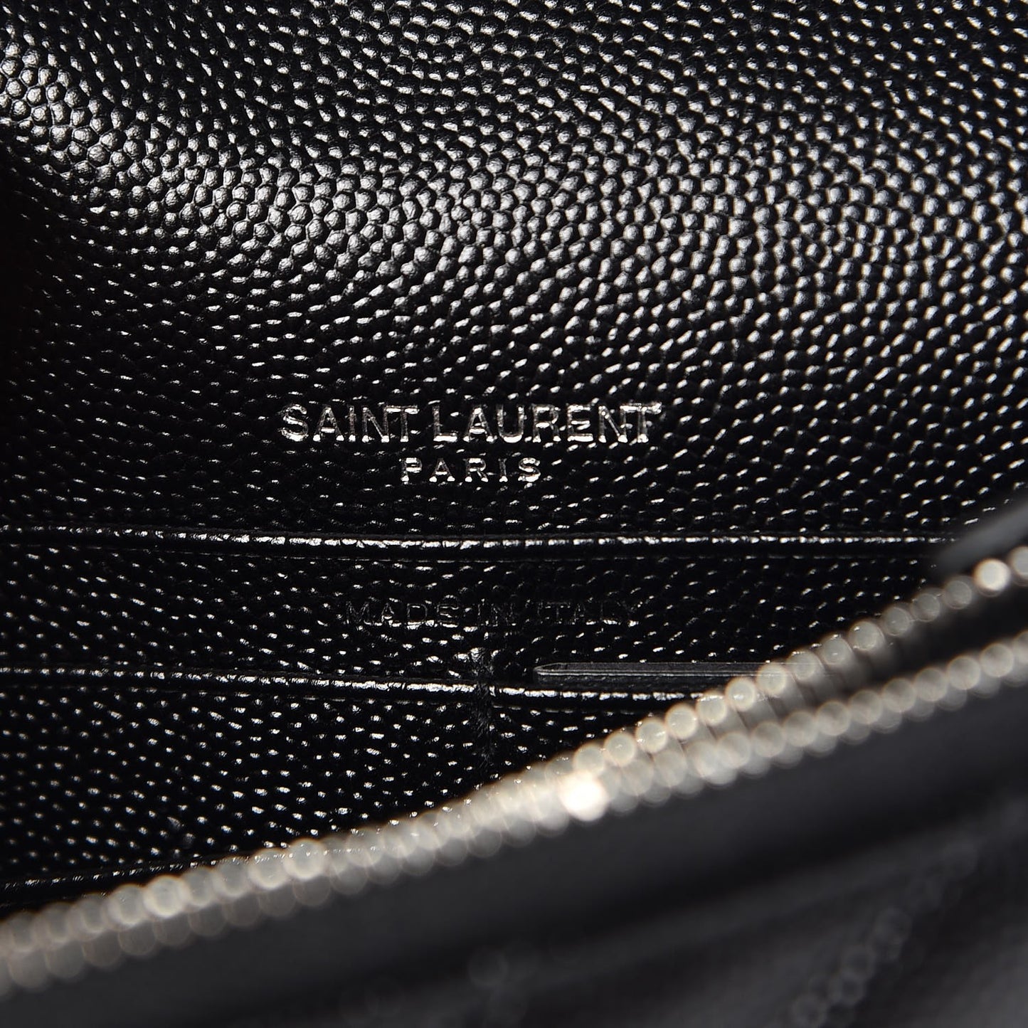 Grain De Poudre Matelasse Chevron Monogram Envelope Chain Wallet Black