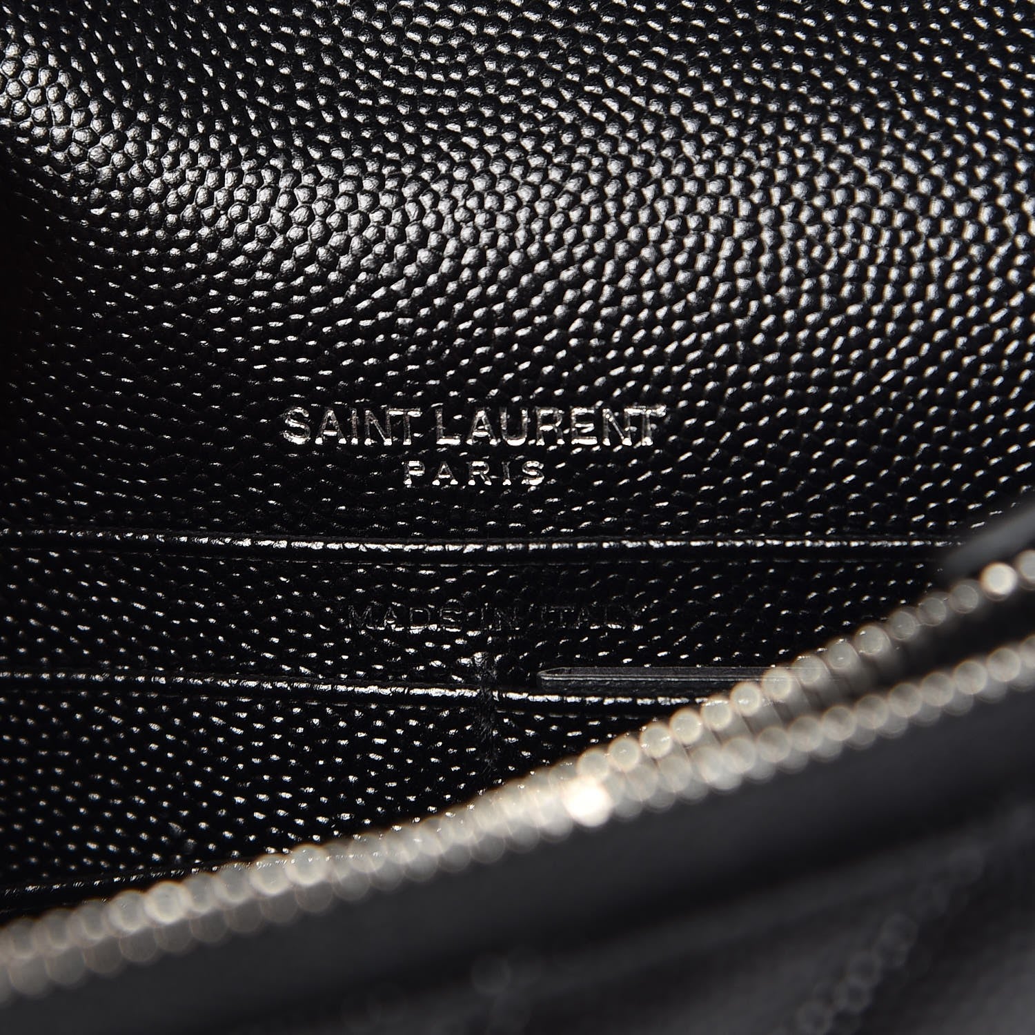 Saint Laurent Grain De Poudre Matelasse Chevron Monogram Envelope Chain Wallet Black 7 of 10