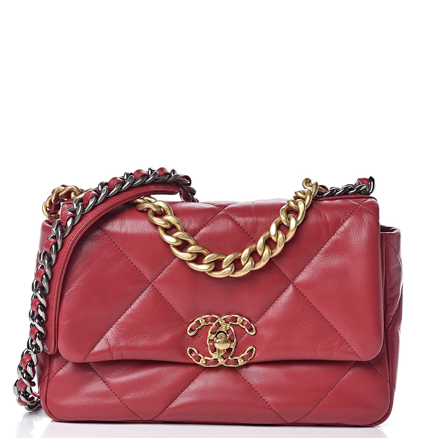Lambskin Quilted Medium 19 Flap Red